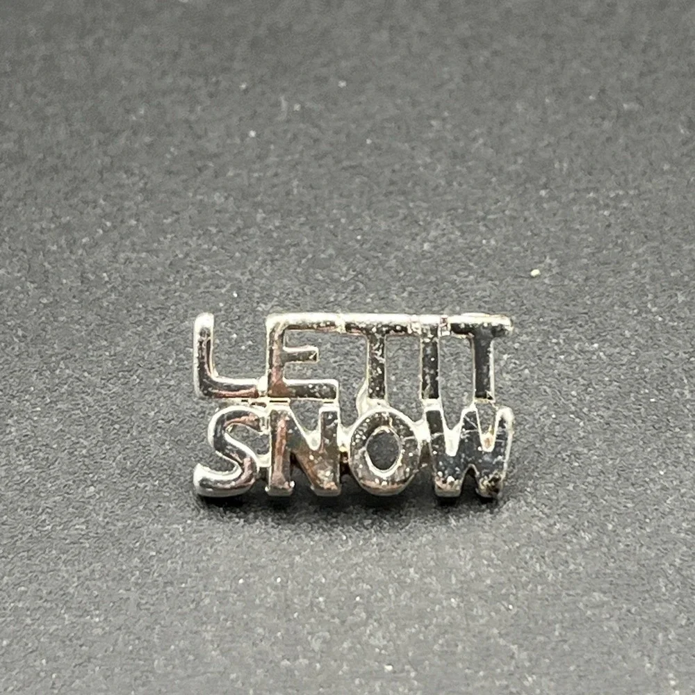 Let It Snow Winter Silver Tone Lapel Hat Pin